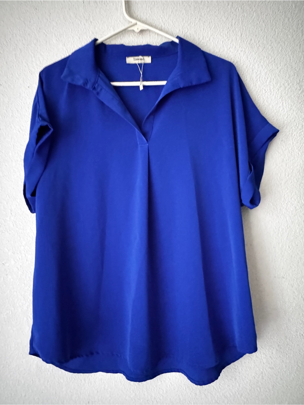 Relaxed V-Neck Tunic Top in Cobalt Blue